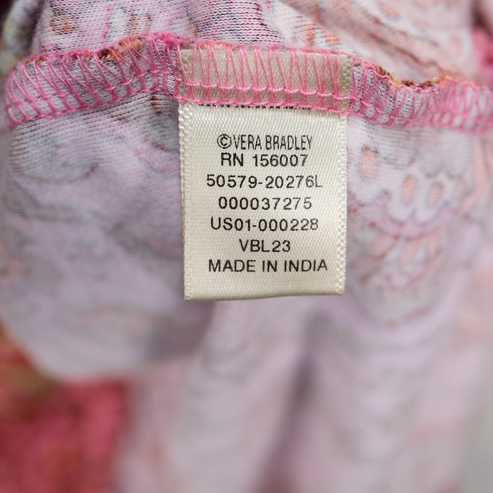 Vera Bradley Pink Floral Paisley Button Down Sleep Shirt Nightshirt Large - Picture 5 of 7
